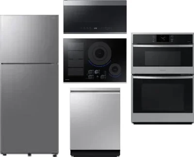 5 Piece Package Includes Refrigerator, Cooktop, Wall Oven, Microwave And Dishwasher