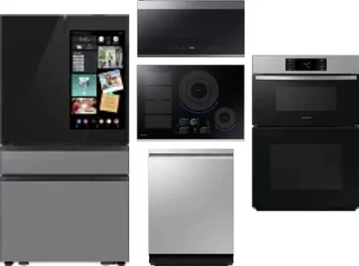 5 Piece Package Includes Refrigerator, Cooktop, Wall Oven, Microwave And Dishwasher