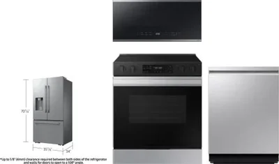 4 Piece Package Includes Refrigerator, Range, Microwave And Dishwasher