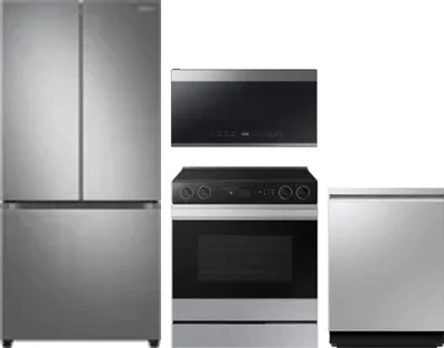 4 Piece Package Includes Refrigerator, Range, Microwave And Dishwasher
