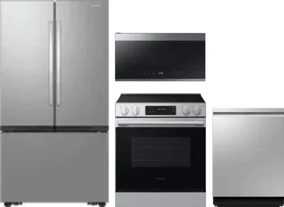 4 Piece Package Includes Refrigerator, Range, Microwave And Dishwasher
