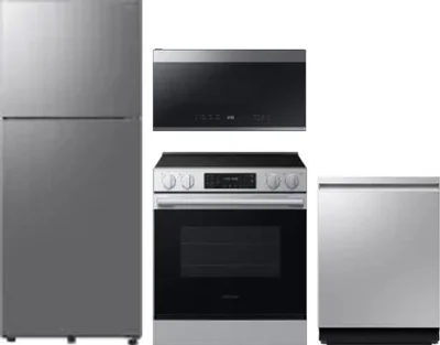 4 Piece Package Includes Refrigerator, Range, Microwave And Dishwasher