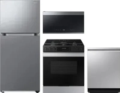 4 Piece Package Includes Refrigerator, Range, Microwave And Dishwasher