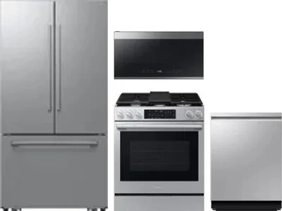 4 Piece Package Includes Refrigerator, Range, Microwave And Dishwasher