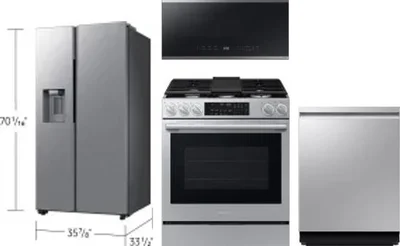 4 Piece Package Includes Refrigerator, Range, Microwave And Dishwasher
