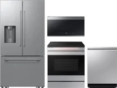 4 Piece Package Includes Refrigerator, Range, Microwave And Dishwasher