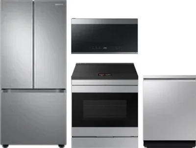 4 Piece Package Includes Refrigerator, Range, Microwave And Dishwasher