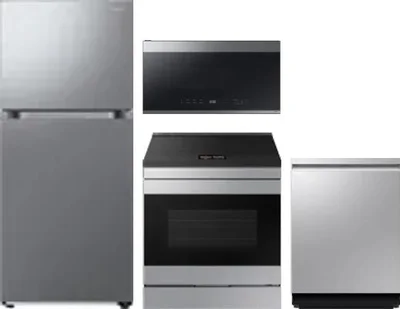 4 Piece Package Includes Refrigerator, Range, Microwave And Dishwasher