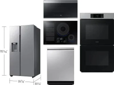 5 Piece Package Includes Refrigerator, Cooktop, Wall Oven, Microwave And Dishwasher