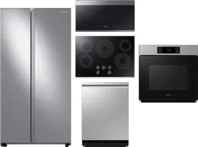 5 Piece Package Includes Refrigerator, Cooktop, Wall Oven, Microwave And Dishwasher