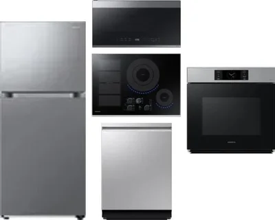 5 Piece Package Includes Refrigerator, Cooktop, Wall Oven, Microwave And Dishwasher