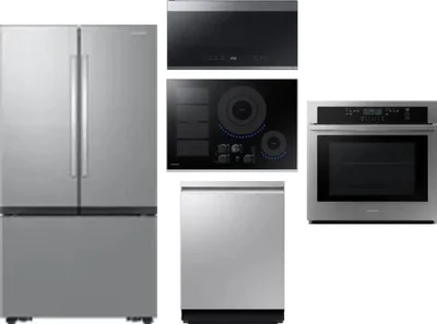5 Piece Package Includes Refrigerator, Cooktop, Wall Oven, Microwave And Dishwasher