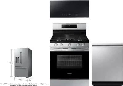 4 Piece Package Includes Refrigerator, Range, Microwave And Dishwasher