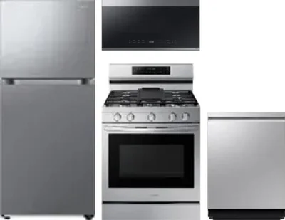 4 Piece Package Includes Refrigerator, Range, Microwave And Dishwasher