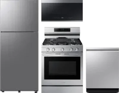 4 Piece Package Includes Refrigerator, Range, Microwave And Dishwasher
