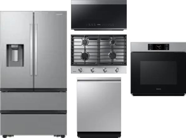 5 Piece Package Includes Refrigerator, Cooktop, Wall Oven, Microwave And Dishwasher