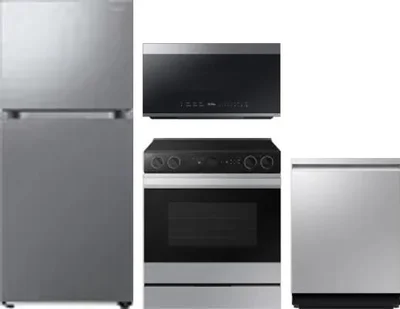 4 Piece Package Includes Refrigerator, Range, Microwave And Dishwasher