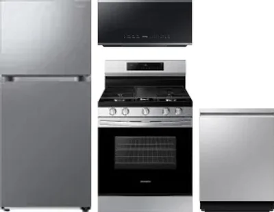 4 Piece Package Includes Refrigerator, Range, Microwave And Dishwasher