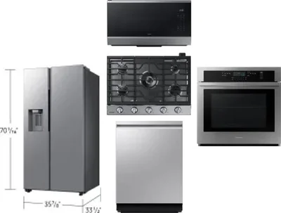 5 Piece Package Includes Refrigerator, Cooktop, Wall Oven, Microwave And Dishwasher