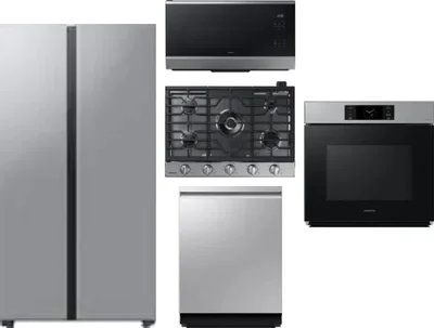 5 Piece Package Includes Refrigerator, Cooktop, Wall Oven, Microwave And Dishwasher