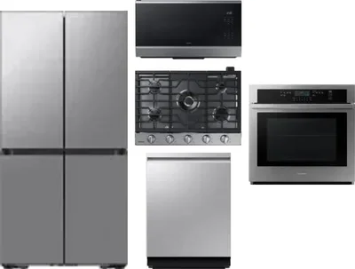 5 Piece Package Includes Refrigerator, Cooktop, Wall Oven, Microwave And Dishwasher