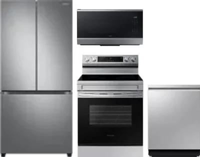 4 Piece Package Includes Refrigerator, Range, Microwave And Dishwasher
