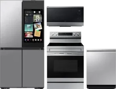 4 Piece Package Includes Refrigerator, Range, Microwave And Dishwasher
