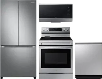 4 Piece Package Includes Refrigerator, Range, Microwave And Dishwasher