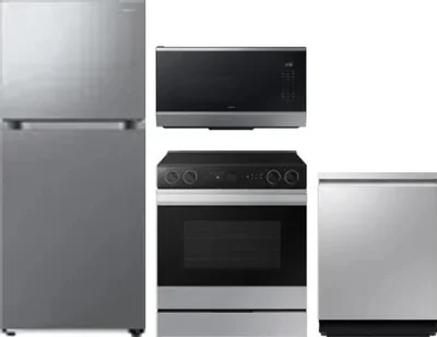 4 Piece Package Includes Refrigerator, Range, Microwave And Dishwasher