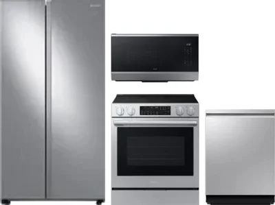 4 Piece Package Includes Refrigerator, Range, Microwave And Dishwasher