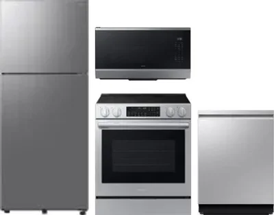 4 Piece Package Includes Refrigerator, Range, Microwave And Dishwasher