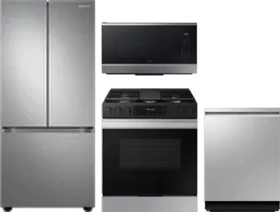 4 Piece Package Includes Refrigerator, Range, Microwave And Dishwasher