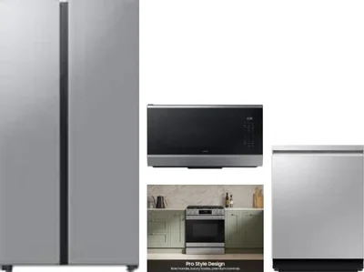 4 Piece Package Includes Refrigerator, Range, Microwave And Dishwasher