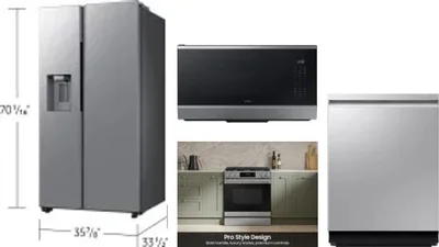4 Piece Package Includes Refrigerator, Range, Microwave And Dishwasher
