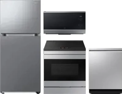 4 Piece Package Includes Refrigerator, Range, Microwave And Dishwasher