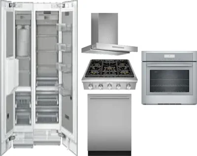 6 Piece Package Includes Refrigerator, Freezer, Cooktop, Wall Oven, Hood And Dishwasher