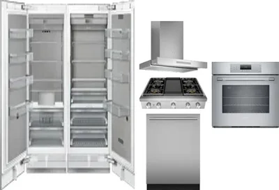6 Piece Package Includes Refrigerator, Freezer, Cooktop, Wall Oven, Hood And Dishwasher