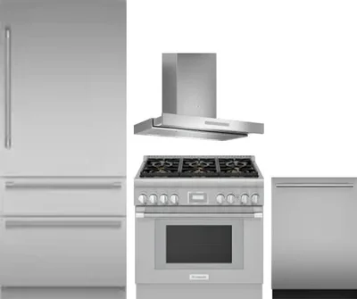 4 Piece Package Includes Refrigerator, Range, Hood And Dishwasher