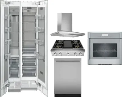 6 Piece Package Includes Refrigerator, Freezer, Cooktop, Wall Oven, Hood And Dishwasher