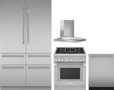 4 Piece Package Includes Refrigerator, Range, Hood And Dishwasher