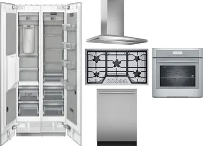 6 Piece Package Includes Refrigerator, Freezer, Cooktop, Wall Oven, Hood And Dishwasher