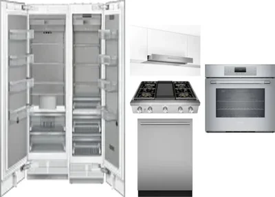 6 Piece Package Includes Refrigerator, Freezer, Cooktop, Wall Oven, Hood And Dishwasher