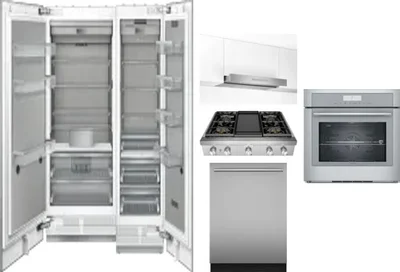 6 Piece Package Includes Refrigerator, Freezer, Cooktop, Wall Oven, Hood And Dishwasher