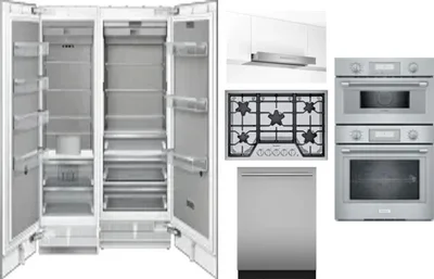 6 Piece Package Includes Refrigerator, Freezer, Cooktop, Wall Oven, Hood And Dishwasher