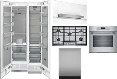 6 Piece Package Includes Refrigerator, Freezer, Cooktop, Wall Oven, Hood And Dishwasher