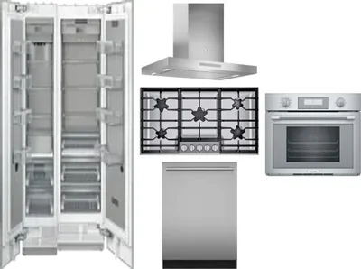 6 Piece Package Includes Refrigerator, Freezer, Cooktop, Wall Oven, Hood And Dishwasher