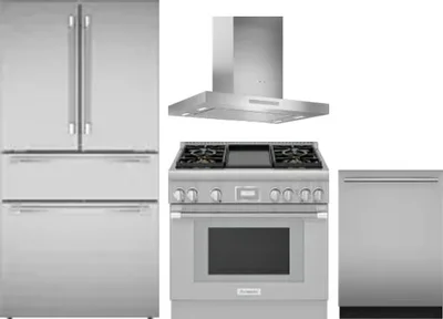 4 Piece Package Includes Refrigerator, Range, Hood And Dishwasher