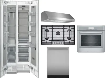 6 Piece Package Includes Refrigerator, Freezer, Cooktop, Wall Oven, Hood And Dishwasher
