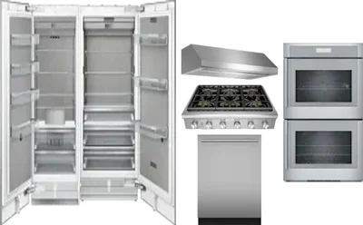 6 Piece Package Includes Refrigerator, Freezer, Cooktop, Wall Oven, Hood And Dishwasher