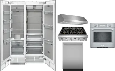 6 Piece Package Includes Refrigerator, Freezer, Cooktop, Wall Oven, Hood And Dishwasher